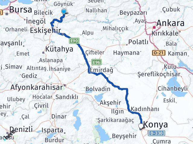 Bilecik Yenipazar Konya Arası Kaç Km - Yol Haritası