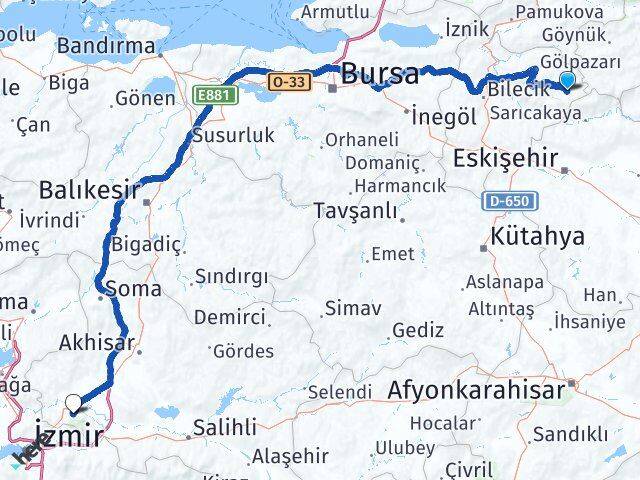 Bilecik Yenipazar Manisa Arası Kaç Km - Yol Haritası