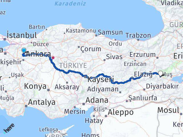 Bilecik Yenipazar Muş Arası Kaç Km - Yol Haritası