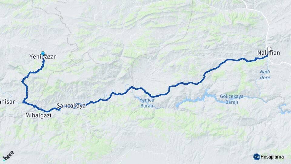 Bilecik Yenipazar Nallıhan Ankara Arası Kaç Km - Yol Haritası