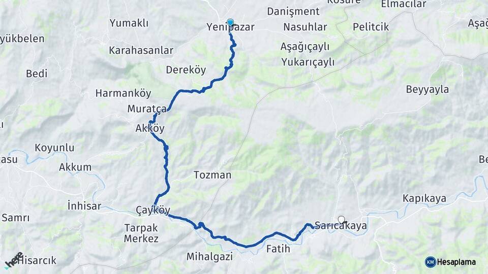 Bilecik Yenipazar Sarıcakaya Eskişehir Arası Kaç Km - Yol Haritası
