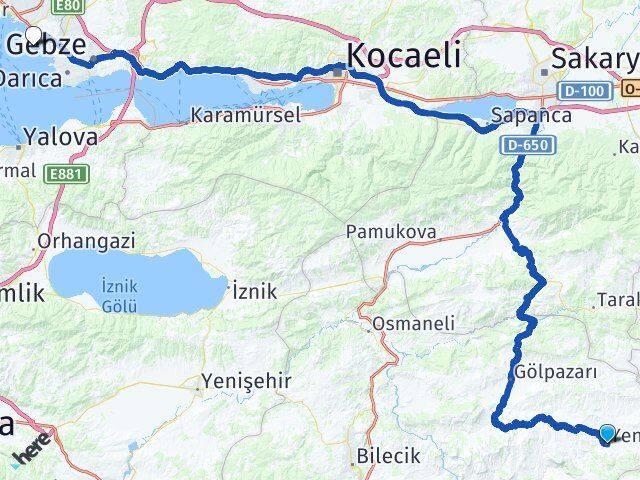 Bilecik Yenipazar Tuzla İstanbul Arası Kaç Km - Yol Haritası