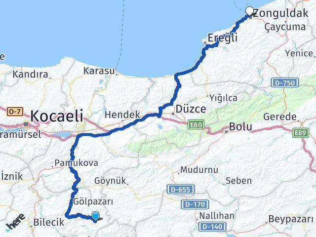 Bilecik Yenipazar Zonguldak Arası Kaç Km - Yol Haritası