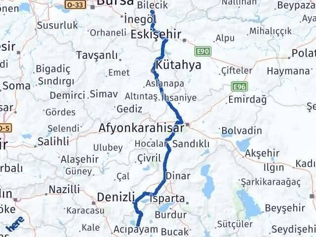 Bilecik Yeşilova Burdur Arası Kaç Km - Yol Haritası