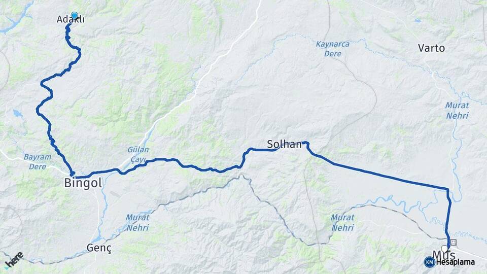 Bingöl Adaklı Muş Arası Kaç Km - Yol Haritası