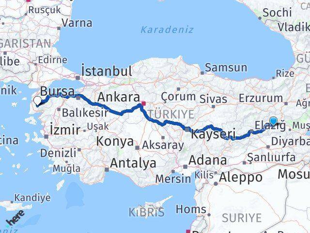 Bingöl Bayramiç Çanakkale Arası Kaç Km - Yol Haritası