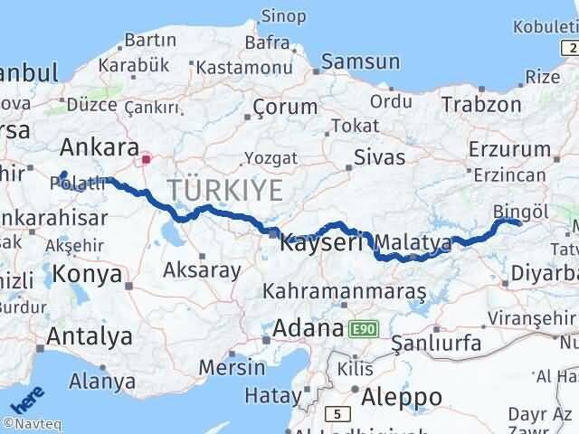 Bingöl Beylikova Eskişehir Arası Kaç Km - Yol Haritası