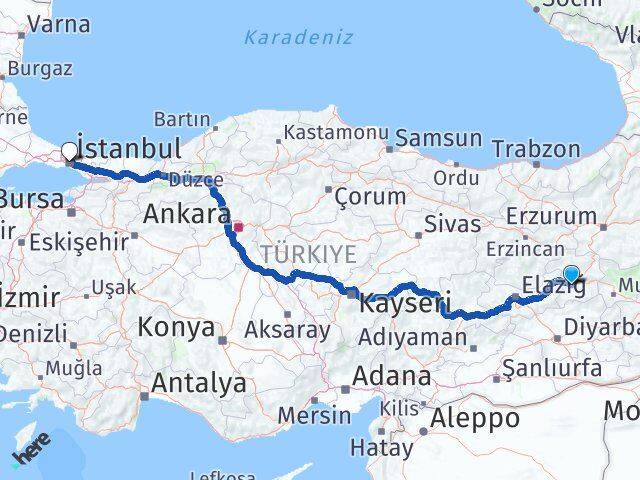 Bingöl Beyoğlu İstanbul Arası Kaç Km - Yol Haritası