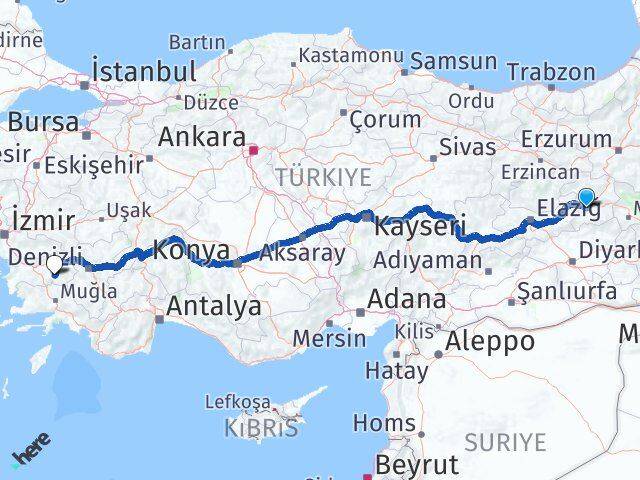 Bingöl Bozdoğan Aydın Arası Kaç Km - Yol Haritası
