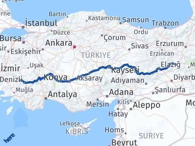 Bingöl Buharkent Aydın Arası Kaç Km - Yol Haritası