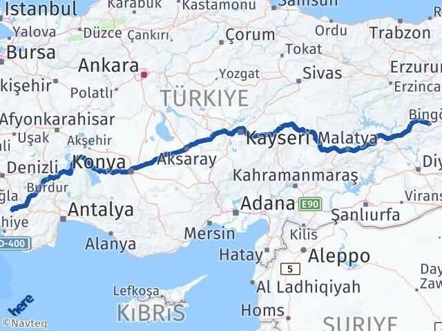 Bingöl Çameli Denizli Arası Kaç Km - Yol Haritası