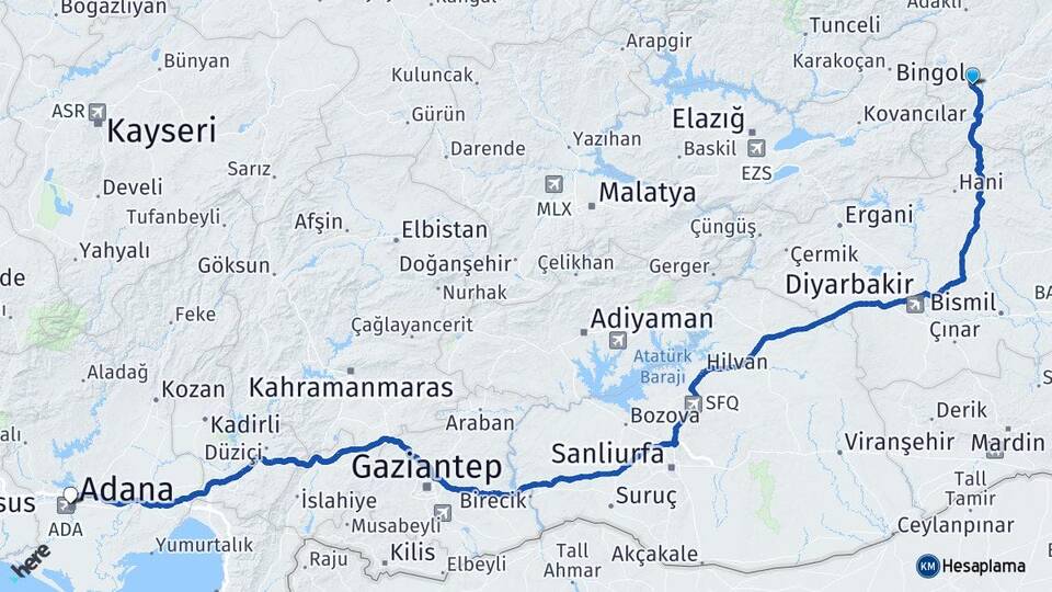 Bingöl Çavuşlar Arası Kaç Km - Yol Haritası
