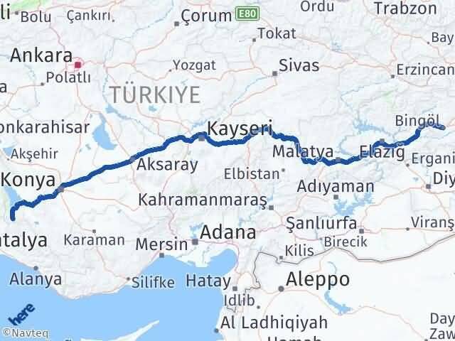 Bingöl Derebucak Konya Arası Kaç Km - Yol Haritası