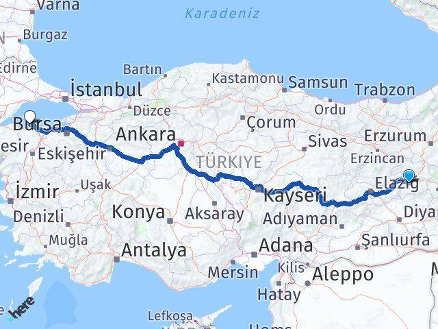Bingöl Erdek Balıkesir Arası Kaç Km - Yol Haritası
