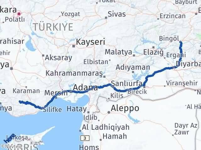 Bingöl Ermenek Karaman Arası Kaç Km - Yol Haritası