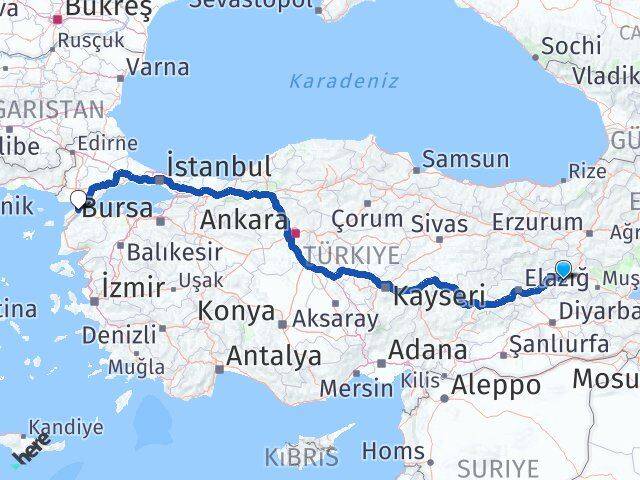 Bingöl Gelibolu Çanakkale Arası Kaç Km - Yol Haritası