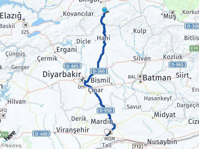 Bingöl Genç Kızıltepe Mardin Arası Kaç Km - Yol Haritası