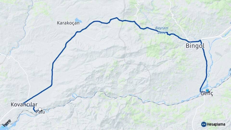 Bingöl Genç Palu Elazığ Arası Kaç Km - Yol Haritası