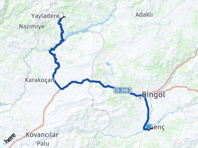 Bingöl Genç Yayladere Arası Kaç Km - Yol Haritası