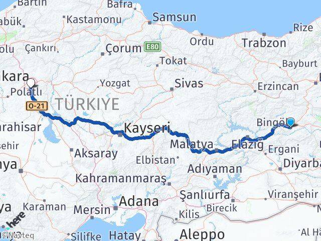 Bingöl Gölbaşı Ankara Arası Kaç Km - Yol Haritası
