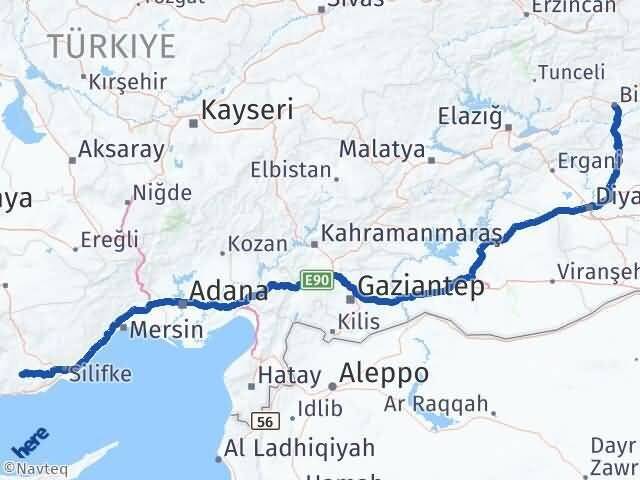 Bingöl Gülnar Mersin Arası Kaç Km - Yol Haritası