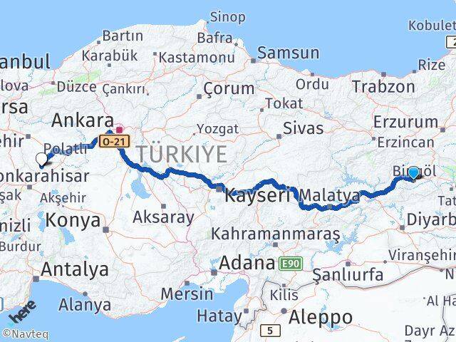 Bingöl Han Eskişehir Arası Kaç Km - Yol Haritası