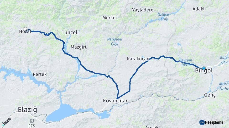 Bingöl Hozat Tunceli Arası Kaç Saat? Yol Haritası, Yakıt, Rota ve Mesafe Hesaplama Bingöl Hozat Tunceli Arası Kaç Km? Kaç Saat? Yol Haritası