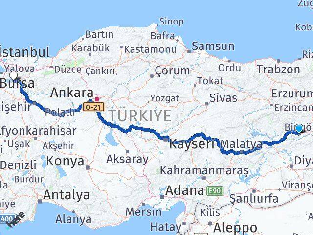 Bingöl İznik Bursa Arası Kaç Km - Yol Haritası