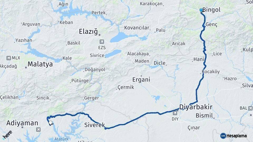 Bingöl Kahta Adıyaman Arası Kaç Km - Yol Haritası