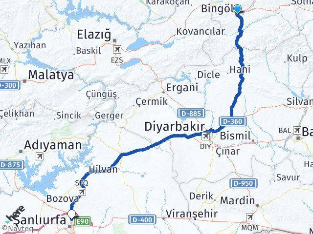 Bingöl Karaköprü Şanlıurfa Arası Kaç Km - Yol Haritası