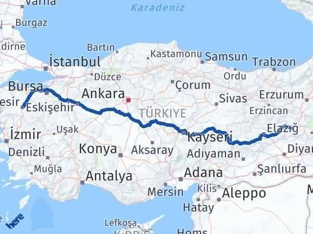 Bingöl Karesi Balıkesir Arası Kaç Km - Yol Haritası