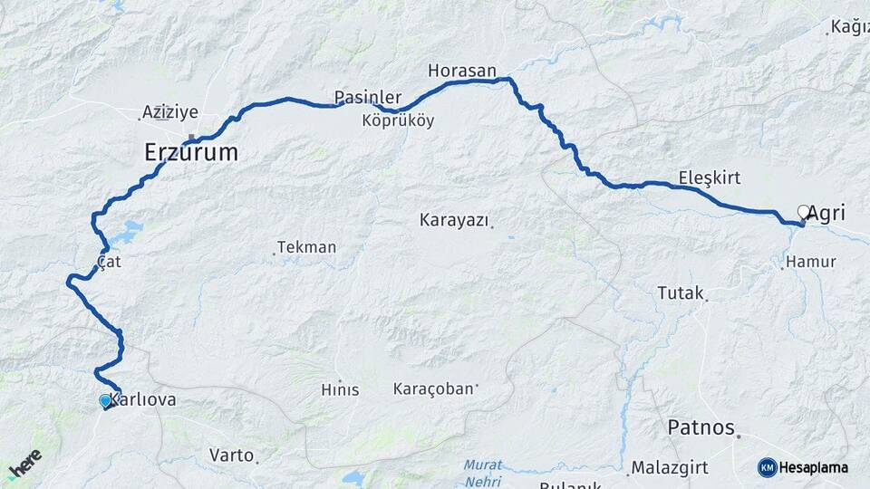 Bingöl Karlıova Ağrı Arası Kaç Km - Yol Haritası