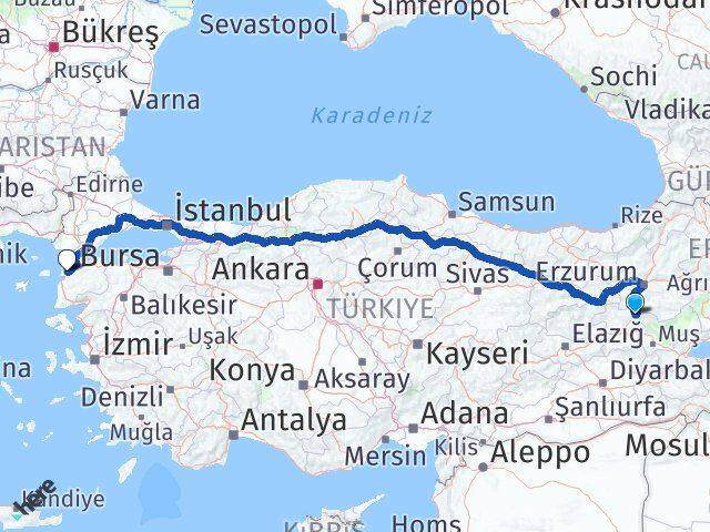 Bingöl Karlıova Çanakkale Arası Kaç Km - Yol Haritası