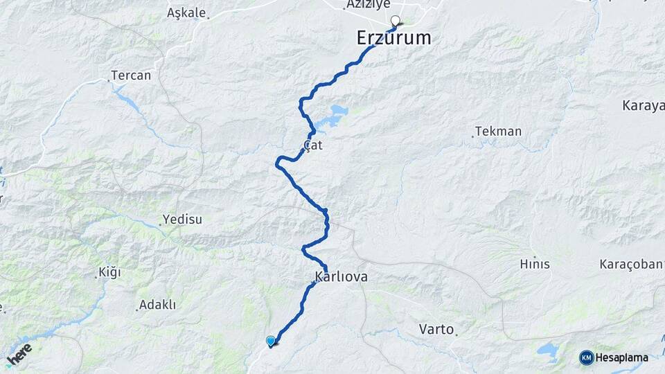 Bingöl Karlıova Göynük Erzurum Arası Kaç Km - Yol Haritası
