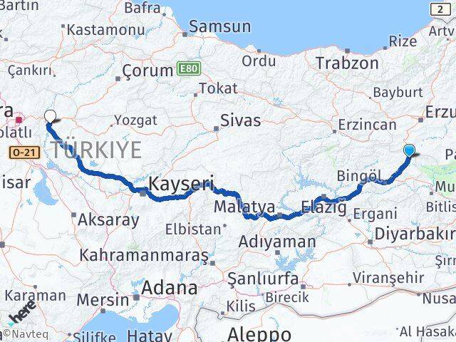 Bingöl Karlıova Kırıkkale Arası Kaç Km - Yol Haritası