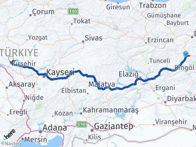 Bingöl Karlıova Kırşehir Arası Kaç Km - Yol Haritası
