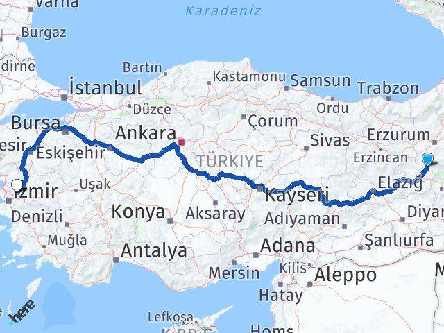 Bingöl Karlıova Manisa Arası Kaç Km - Yol Haritası