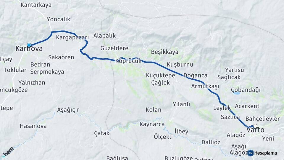 Bingöl Karlıova Varto Muş Arası Kaç Km - Yol Haritası