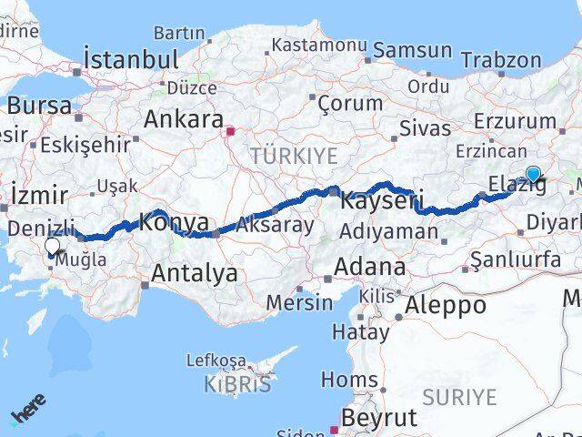 Bingöl Kavaklıdere Muğla Arası Kaç Km - Yol Haritası
