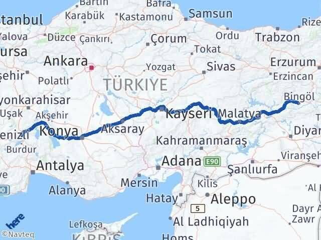 Bingöl Keçiborlu Isparta Arası Kaç Km - Yol Haritası