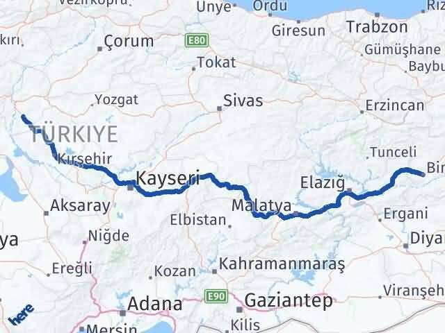Bingöl Keskin Kırıkkale Arası Kaç Km - Yol Haritası
