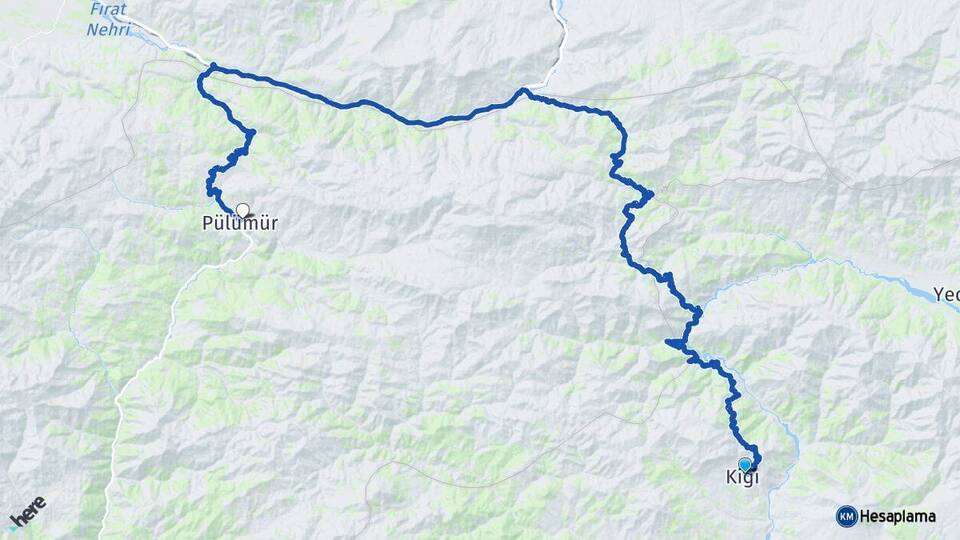 Bingöl Kiğı Pülümür Tunceli Arası Kaç Km - Yol Haritası