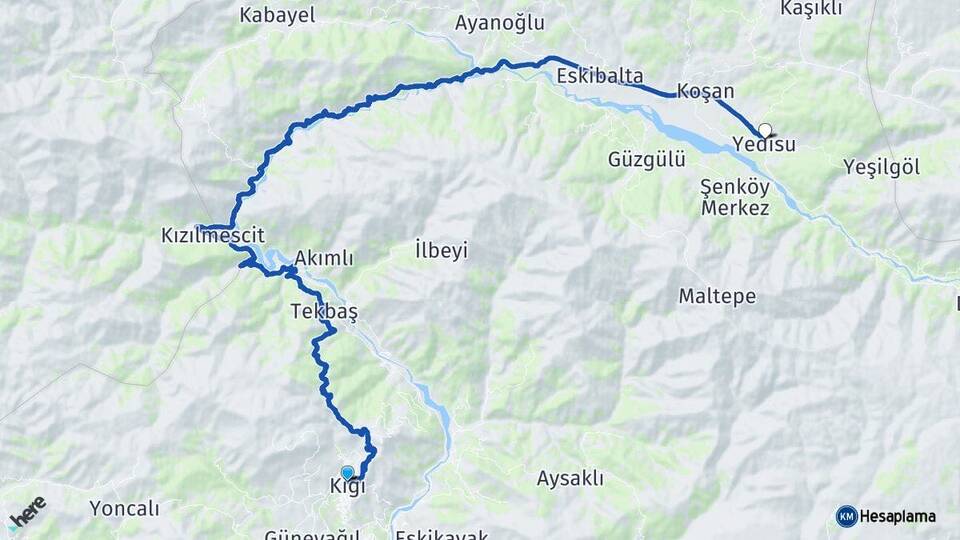 Bingöl Kiğı Yedisu Arası Kaç Km - Yol Haritası