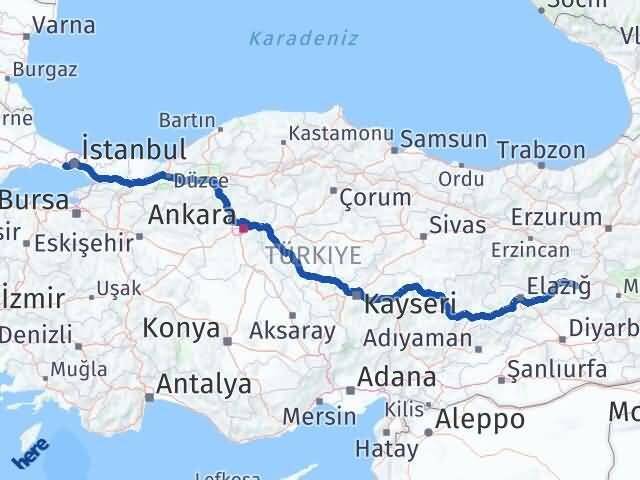 Bingöl Küçükçekmece İstanbul Arası Kaç Km - Yol Haritası