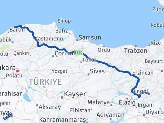 Bingöl Kurucaşile Bartın Arası Kaç Km - Yol Haritası