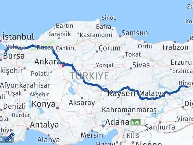 Bingöl Orhangazi Bursa Arası Kaç Km - Yol Haritası