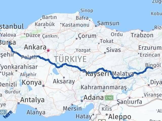 Bingöl Osmaneli Bilecik Arası Kaç Km - Yol Haritası