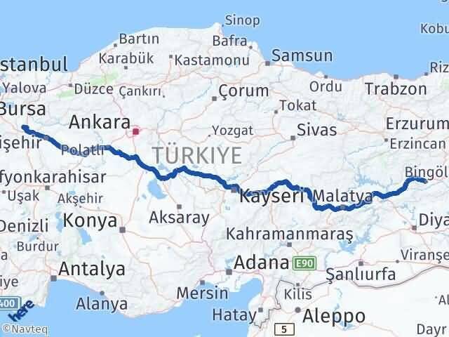 Bingöl Pazaryeri Bilecik Arası Kaç Km - Yol Haritası