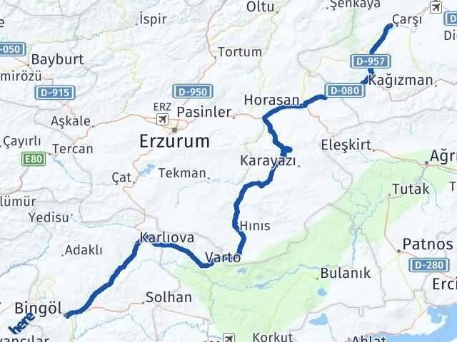 Bingöl Selim Kars Arası Kaç Km - Yol Haritası