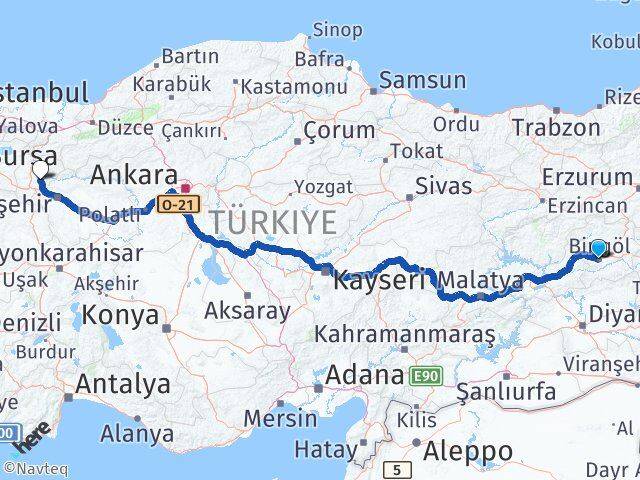 Bingöl Söğüt Bilecik Arası Kaç Km - Yol Haritası